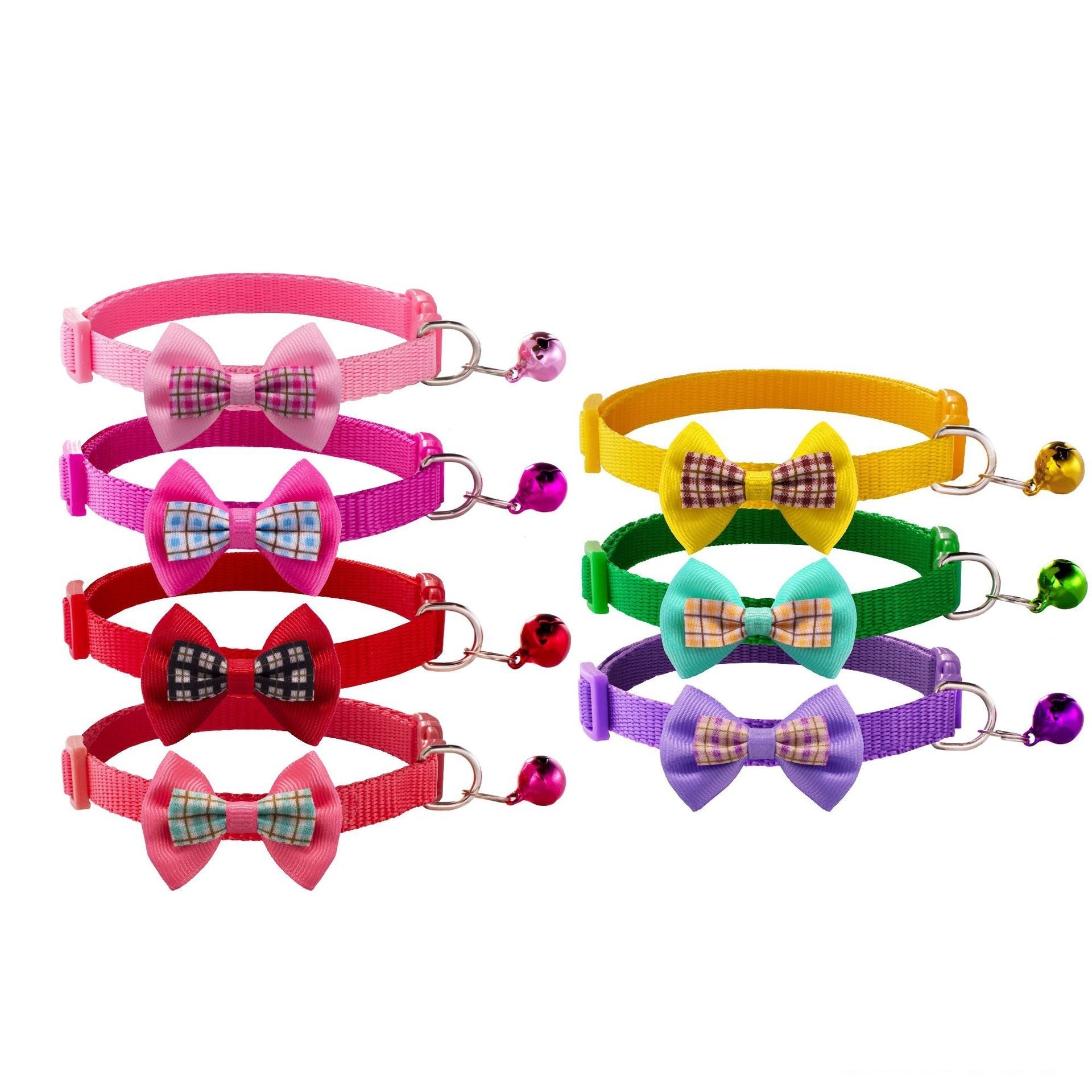 Cute Bow Tie Adjustable Kitten Cat Collar With Bell And Snap Buckle