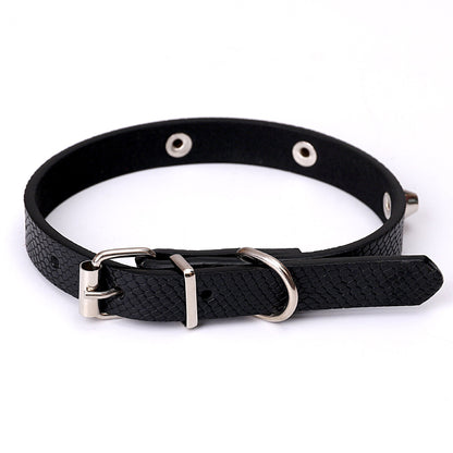 15mm Snake Skin Pattern Adjustable Puppy Dog Kitten Cat Large Pet Collar