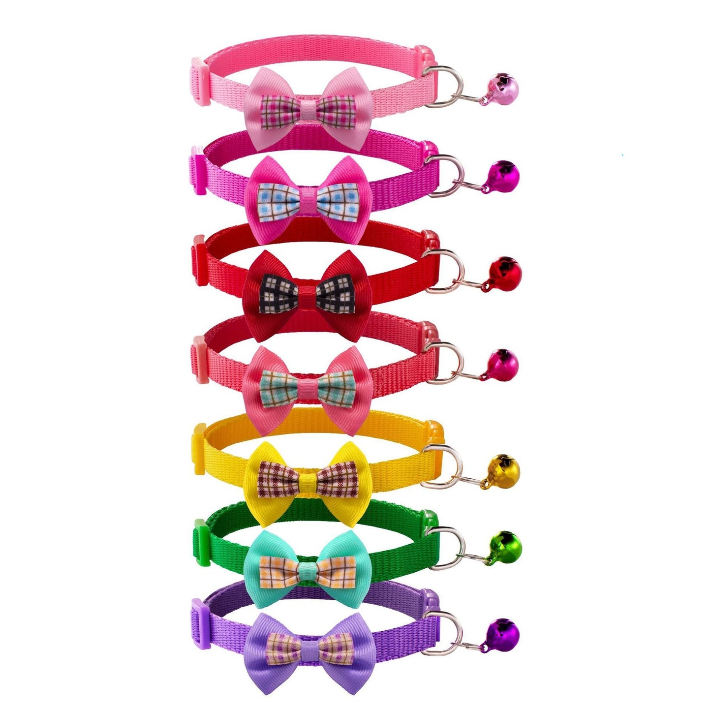 Cute Bow Tie Adjustable Kitten Cat Collar With Bell And Snap Buckle