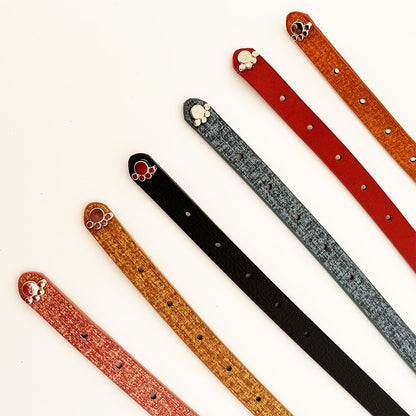 20mm Fabric Texture Pattern Adjustable Puppy Dog Kitten Cat Collar With Studded Paw