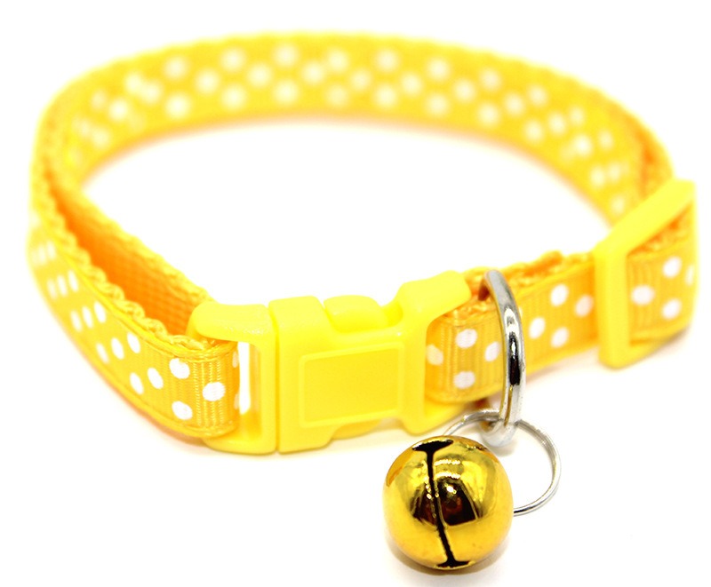 Dots Pattern Cat Collar Adjustable Kitten Puppy Dog Pet Collar Bell Snap Buckle