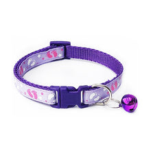 Baby Footprint Patterned Adjustable Kitten Cat Collar With Bell And Snap Buckle