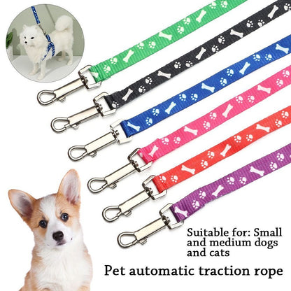 Paws Bones Patterned Print Small Dog Cat Pet Adjustable Harness Leash Lead Set