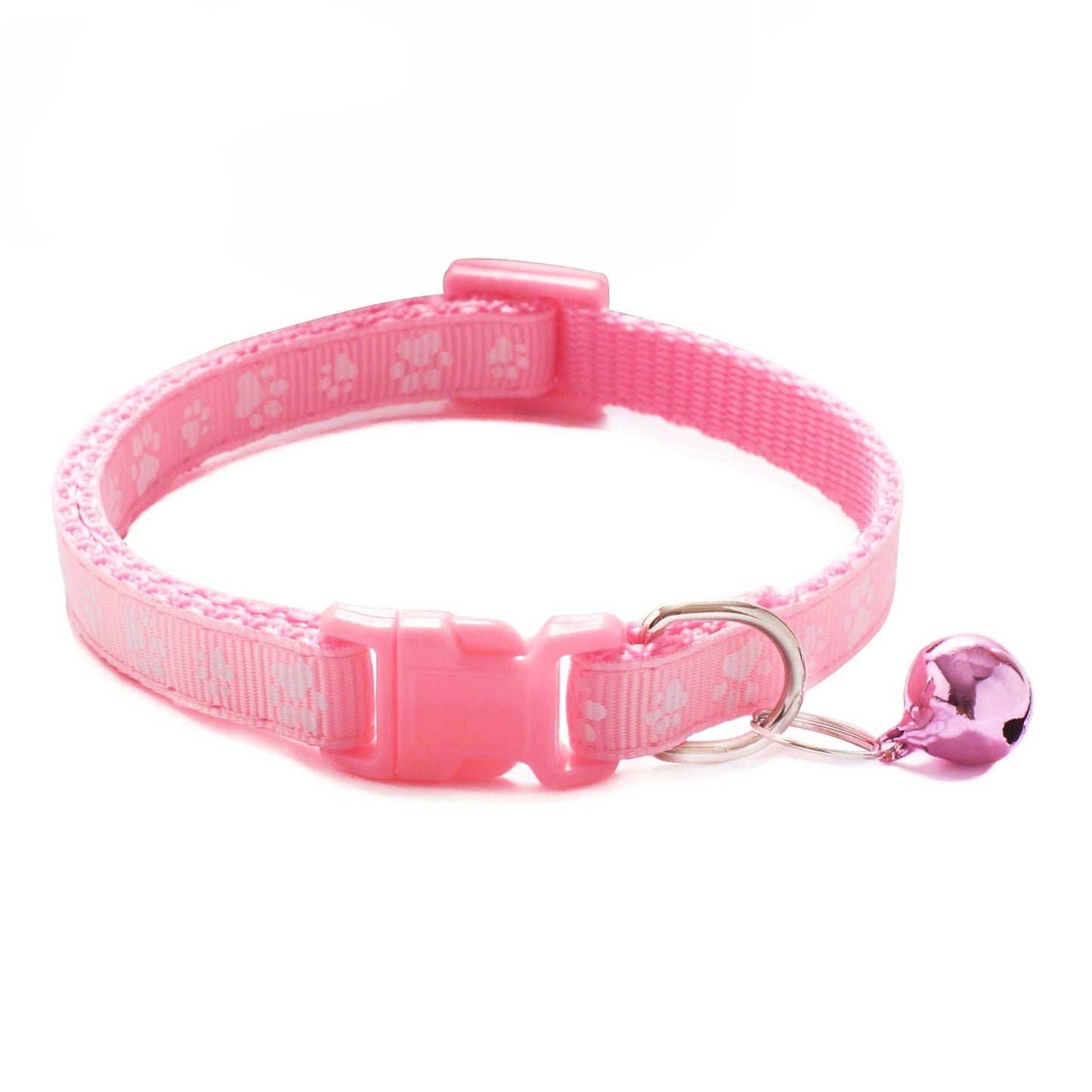 Paws Print Patterned Cat Collar Adjustable Kitten Puppy Dog Pet Bell Snap Buckle