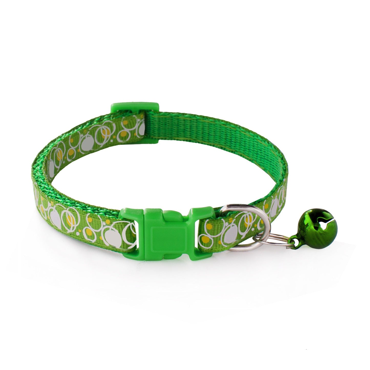 Bubble Patterned Adjustable Kitten Cat Collar With Bell And Snap Buckle