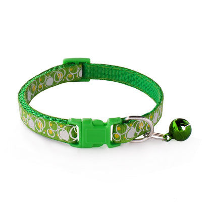 Bubble Patterned Adjustable Kitten Cat Collar With Bell And Snap Buckle