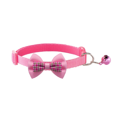 Cute Bow Tie Adjustable Kitten Cat Collar With Bell And Snap Buckle