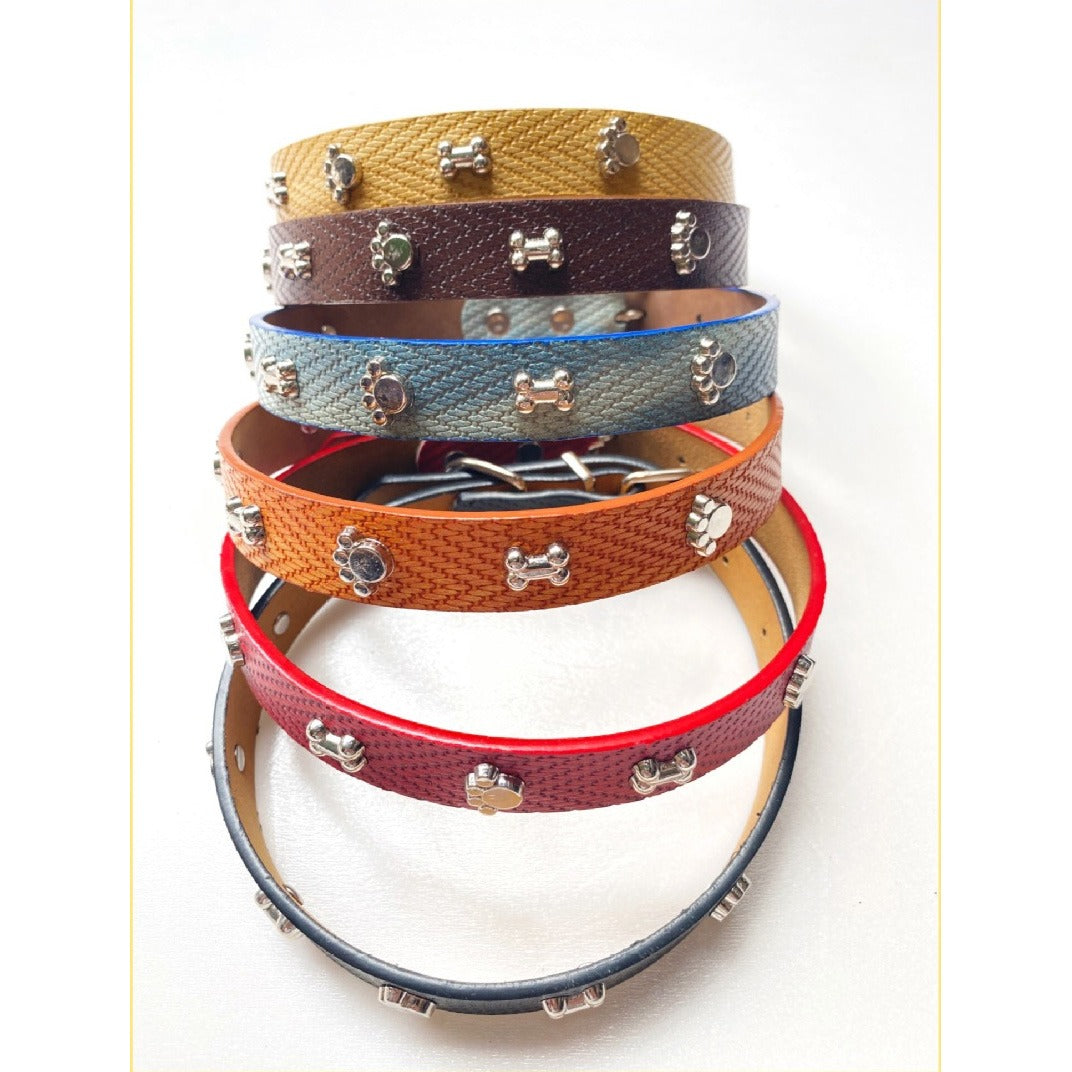 20mm Adjustable Puppy Dog Kitten Cat Large Pet Collar Bones Paws Studs