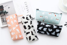 Black White Cats Patterned Cute Pencil Cases Cosmetics Make Up Bags Pen Pouch