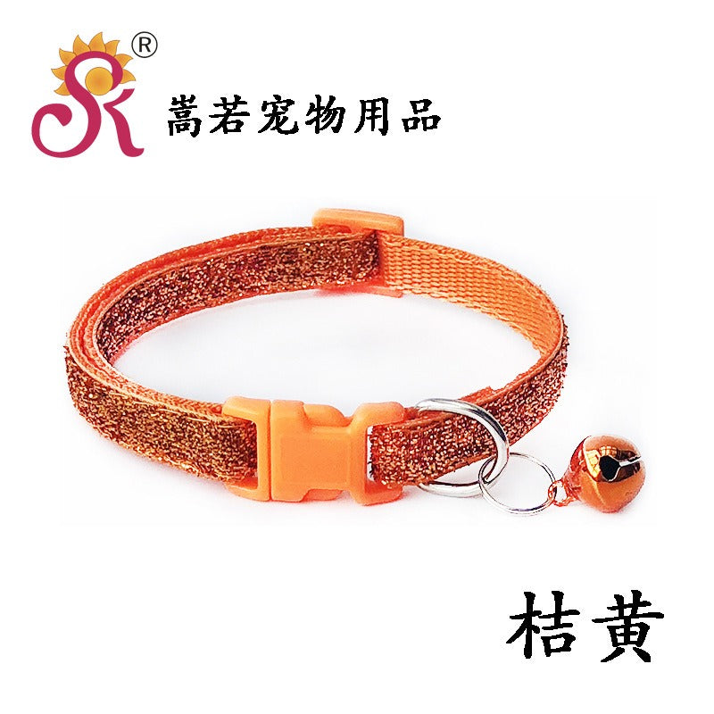 Sparkling Glitter Cat Collar Adjustable Kitten Puppy Dog Pet Bell Snap Buckle