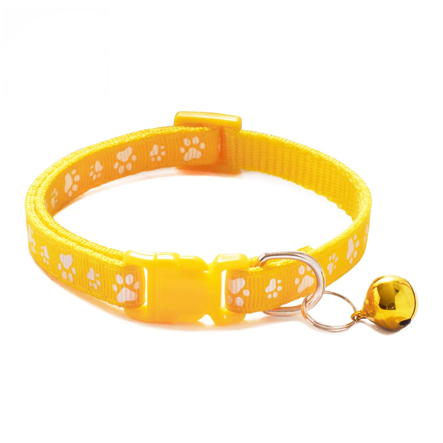 Paws Print Patterned Cat Collar Adjustable Kitten Puppy Dog Pet Bell Snap Buckle