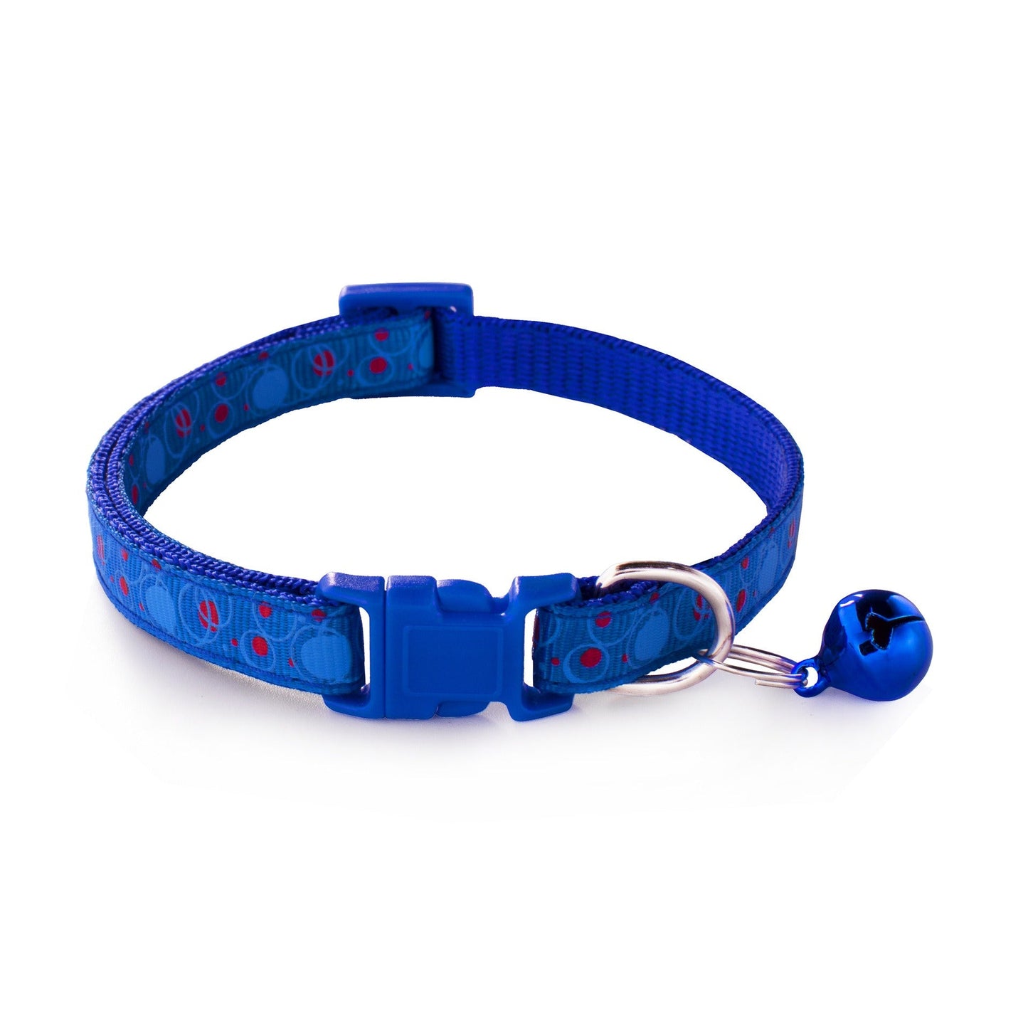 Bubble Patterned Adjustable Kitten Cat Collar With Bell And Snap Buckle
