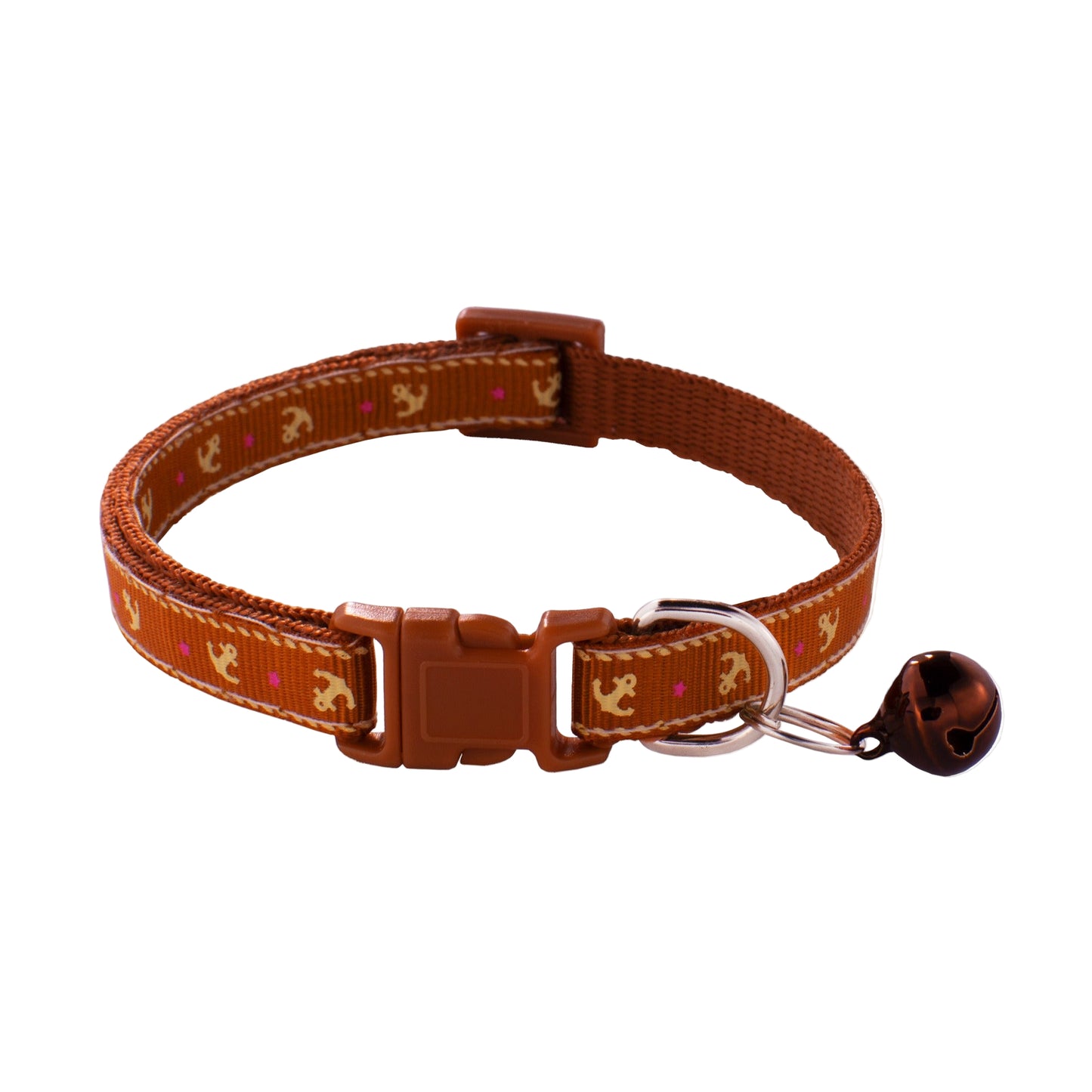 Anchor Printing Adjustable Kitten Cat Collar With Bell And Snap Buckle