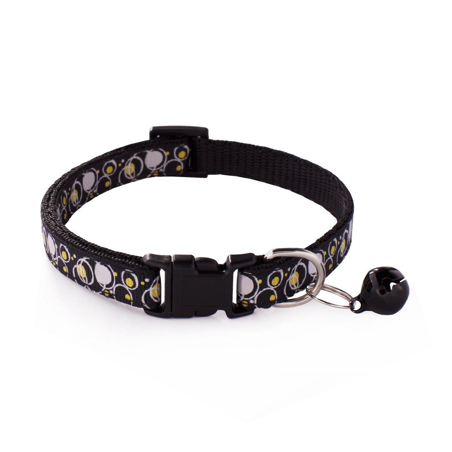 Bubble Patterned Adjustable Kitten Cat Collar With Bell And Snap Buckle