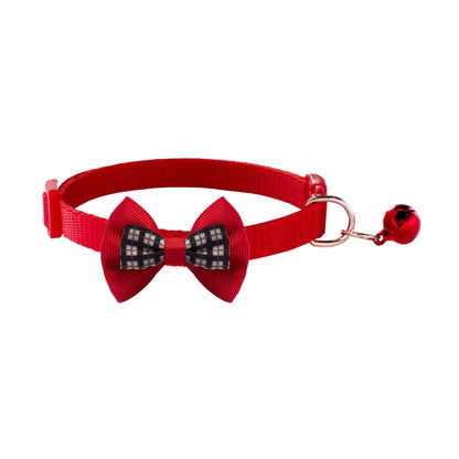 Cute Bow Tie Adjustable Kitten Cat Collar With Bell And Snap Buckle