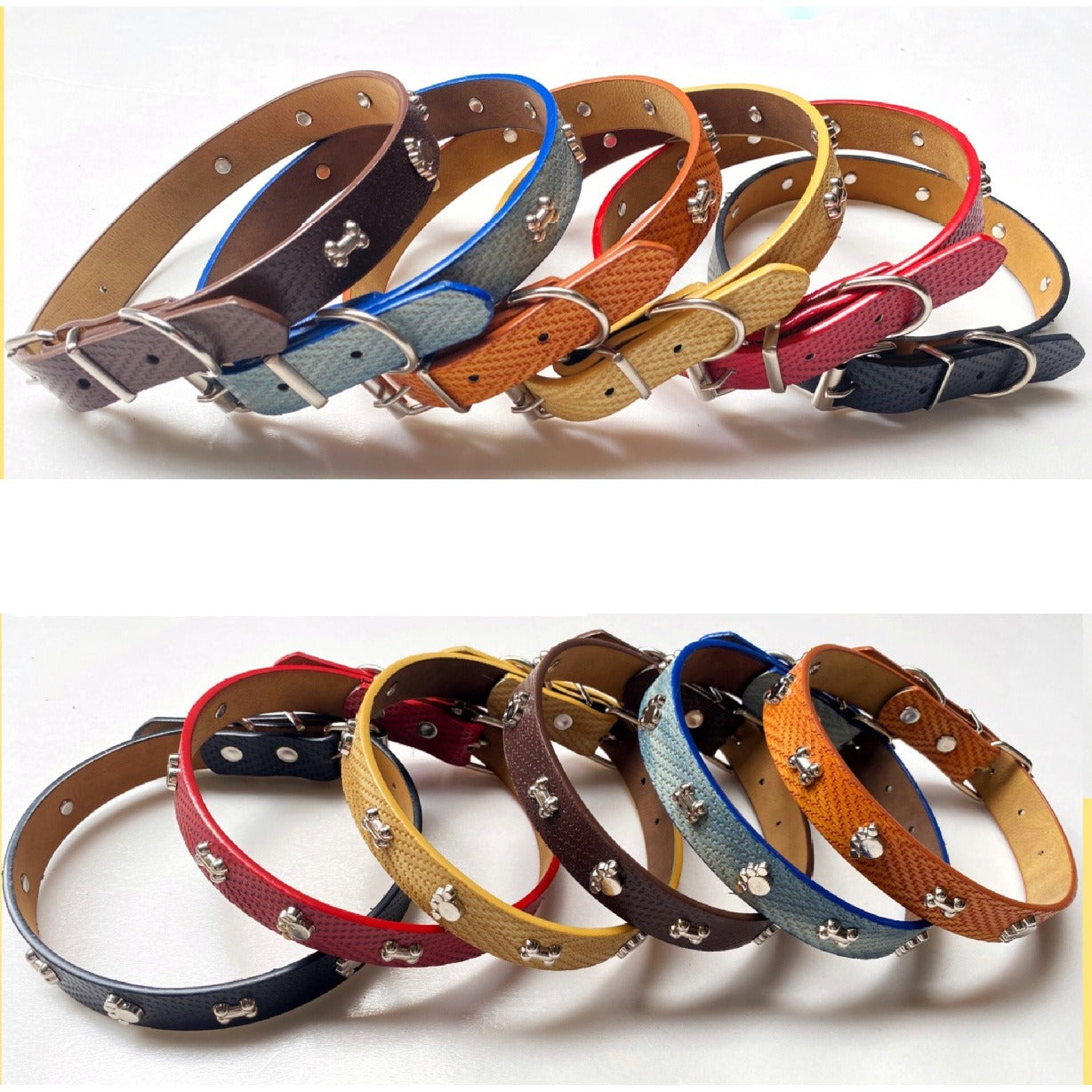 20mm Adjustable Puppy Dog Kitten Cat Large Pet Collar Bones Paws Studs