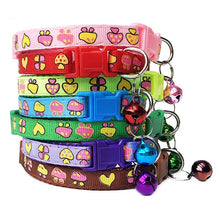 Love Hearts Flowers Mushroom Adjustable Kitten Cat Collar With Bell Snap Buckle