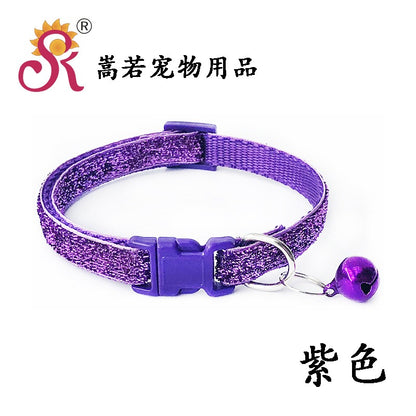 Sparkling Glitter Cat Collar Adjustable Kitten Puppy Dog Pet Bell Snap Buckle