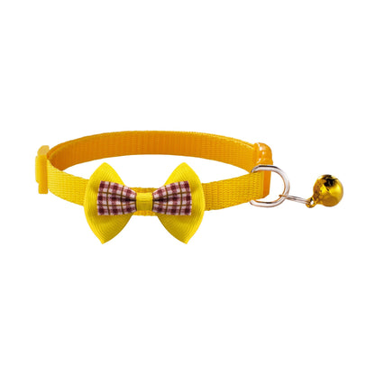 Cute Bow Tie Adjustable Kitten Cat Collar With Bell And Snap Buckle
