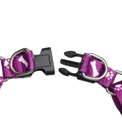 Paws Bones Patterned Print Small Dog Cat Pet Adjustable Harness Leash Lead Set