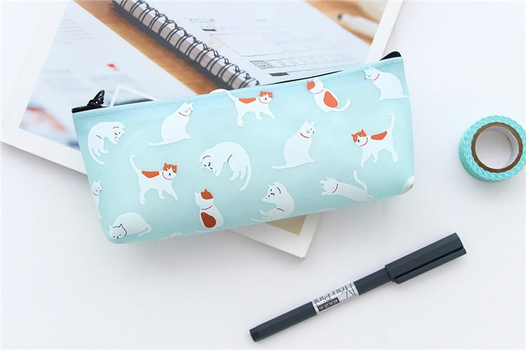 Black White Cats Patterned Cute Pencil Cases Cosmetics Make Up Bags Pen Pouch
