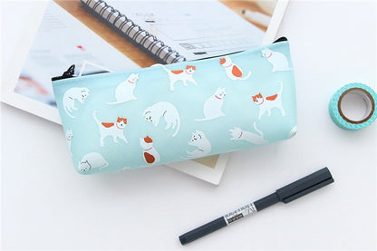 Black White Cats Patterned Cute Pencil Cases Cosmetics Make Up Bags Pen Pouch