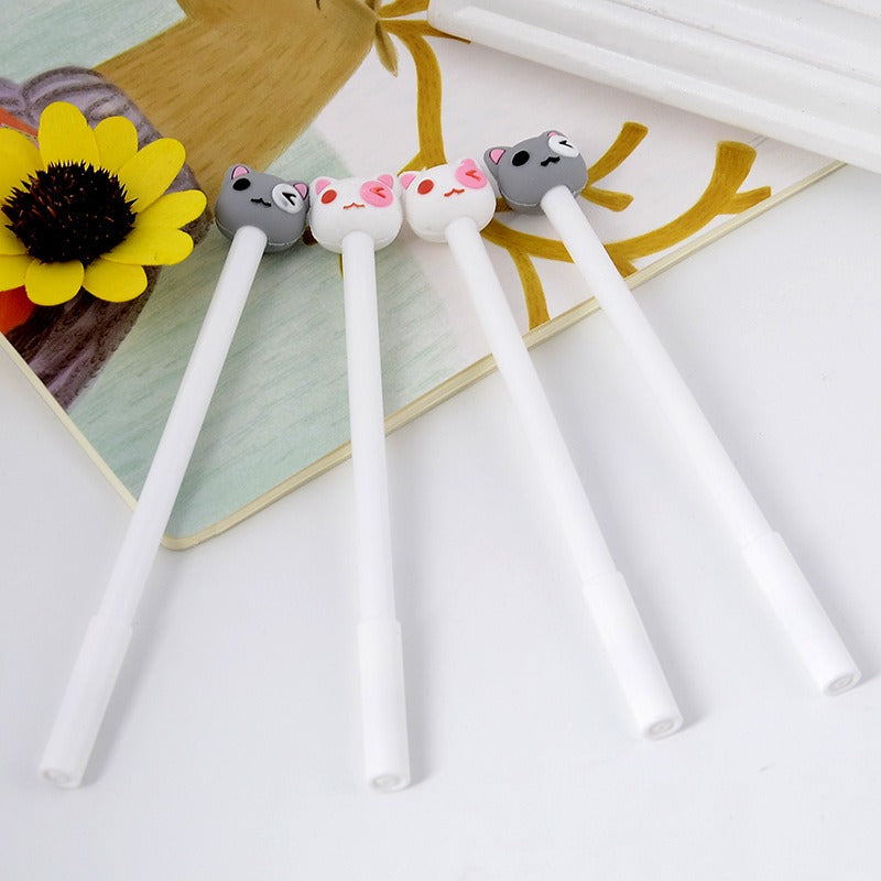 4pc Black White Kitten Cats Novelty Ballpoint Gel Pens Cute Funky School Supply Party Gift Bag Fillers