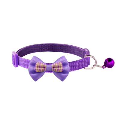 Cute Bow Tie Adjustable Kitten Cat Collar With Bell And Snap Buckle