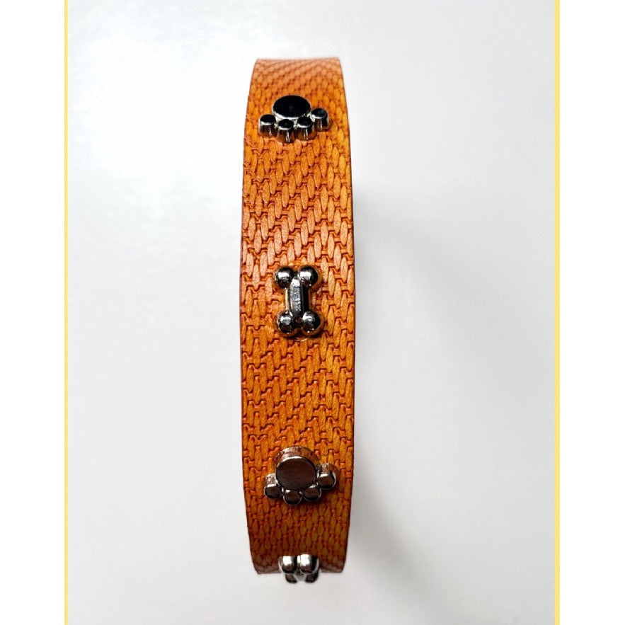 15mm Adjustable Puppy Dog Kitten Cat Large Pet Collar Bones Paws Studs