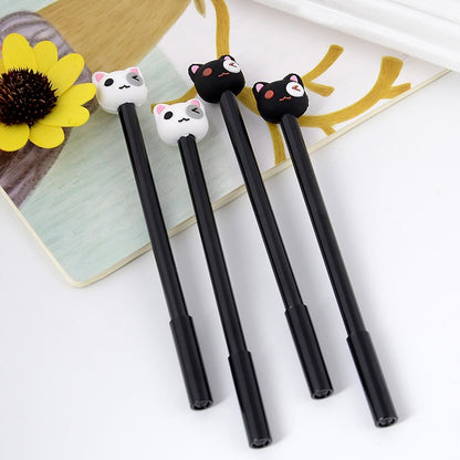 4pc Black White Kitten Cats Novelty Ballpoint Gel Pens Cute Funky School Supply Party Gift Bag Fillers