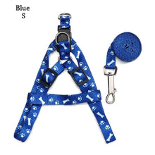 Paws Bones Patterned Print Small Dog Cat Pet Adjustable Harness Leash Lead Set
