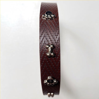 15mm Adjustable Puppy Dog Kitten Cat Large Pet Collar Bones Paws Studs