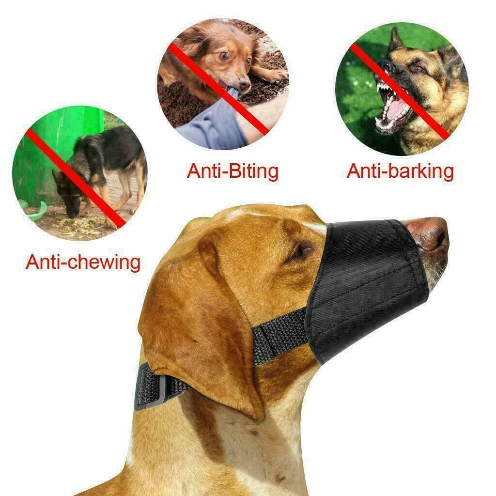 Black Adjustable Breathable Safety Dog Muzzles Anti-Biting Anti-Barking Anti-Chewing