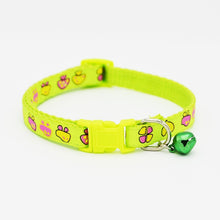 Love Hearts Flowers Mushroom Adjustable Kitten Cat Collar With Bell Snap Buckle