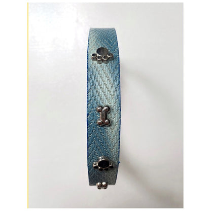 15mm Adjustable Puppy Dog Kitten Cat Large Pet Collar Bones Paws Studs