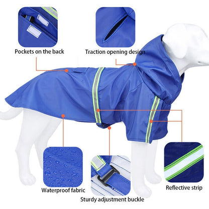 Dog Rain Coat Reflective Waterproof Jacket Outdoor Vest Windproof Raincoat UK