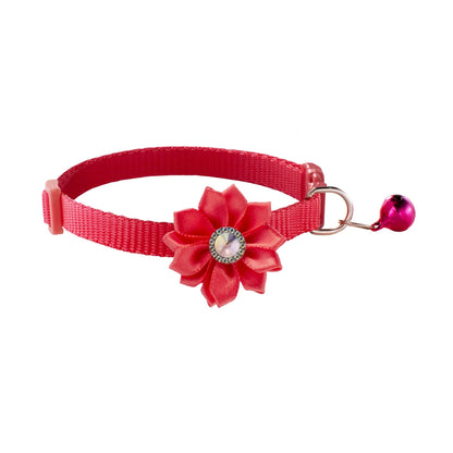 Daisy Flower Bow Tie Adjustable Kitten Cat Collar With Bell And Snap Buckle