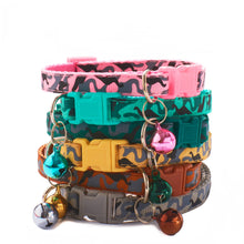 Camouflage Patterned Adjustable Kitten Cat Collar With Bell And Snap Buckle