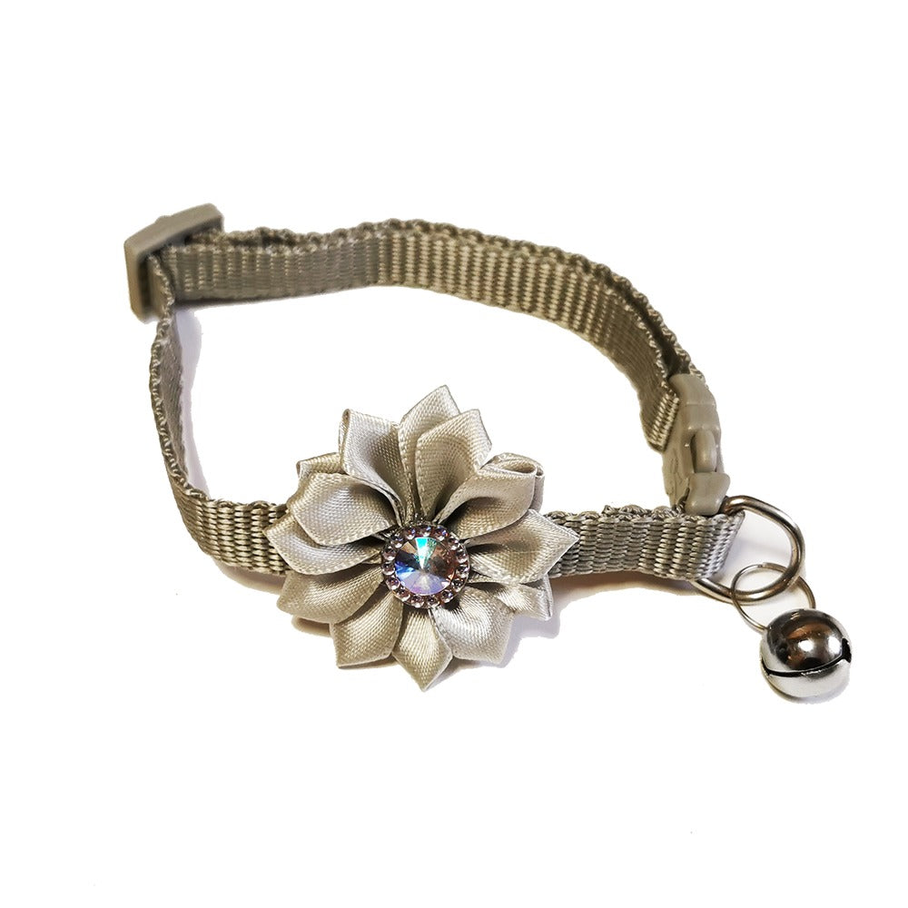 Daisy Flower Bow Tie Adjustable Kitten Cat Collar With Bell And Snap Buckle