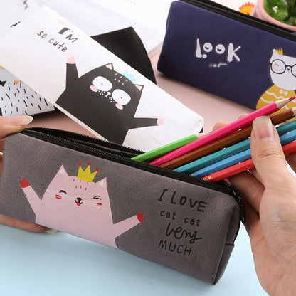 Adorable Black White Kitten Cat Cute Canvas Pencil Case