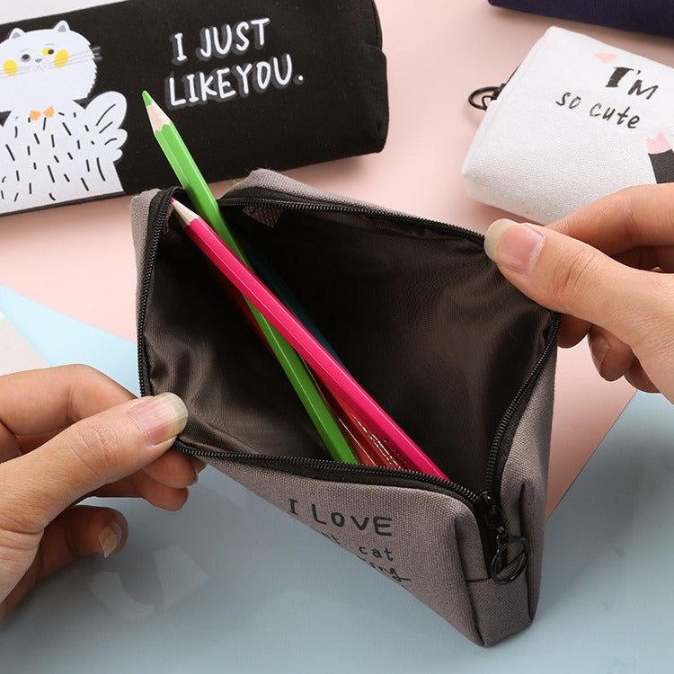 Adorable Black White Kitten Cat Cute Canvas Pencil Case