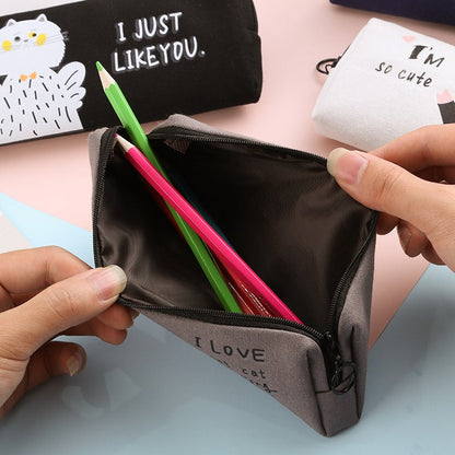 Adorable Black White Kitten Cat Cute Canvas Pencil Case