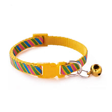 Rainbow Stripes Adjustable Kitten Cat Collar With Bell And Snap Buckle