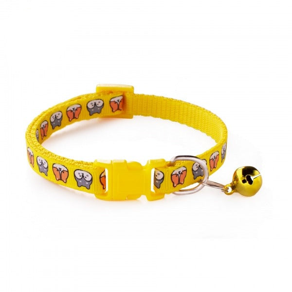 Shiba Inu Printing Adjustable Kitten Cat Collar With Bell And Snap Buckle