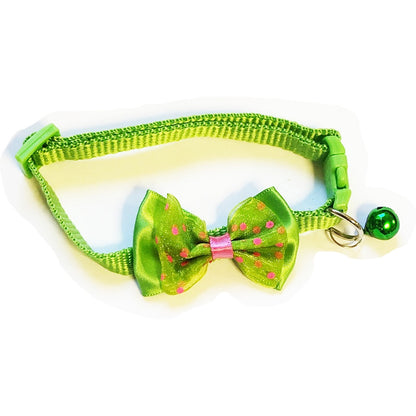 Cute Bow Tie Dots Cat Collar Adjustable Kitten Puppy Dog Pet Bell Snap Buckle