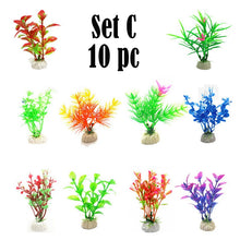 10pc Aquarium Fish Tank Decor Artificial Plants Flower Grass Lucky Bamboo Leaves