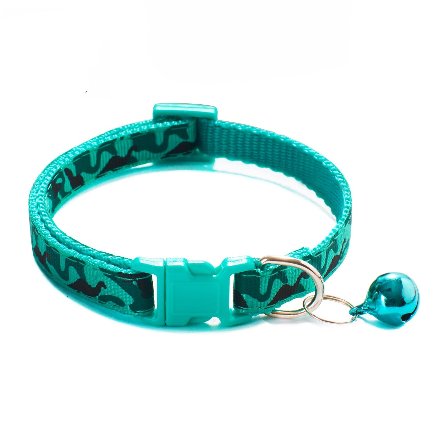 Camouflage Patterned Adjustable Kitten Cat Collar With Bell And Snap Buckle