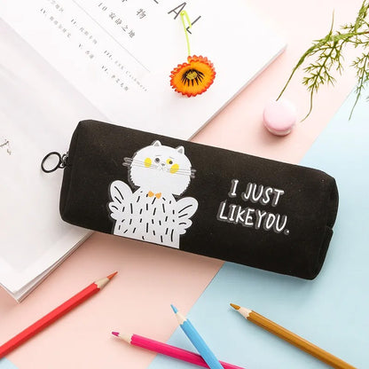 Adorable Black White Kitten Cat Cute Canvas Pencil Case