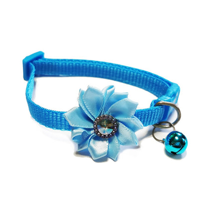 Daisy Flower Bow Tie Adjustable Kitten Cat Collar With Bell And Snap Buckle