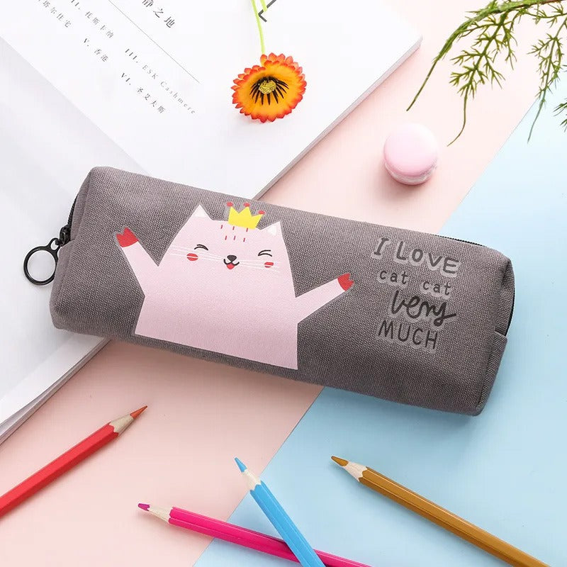 Adorable Black White Kitten Cat Cute Canvas Pencil Case